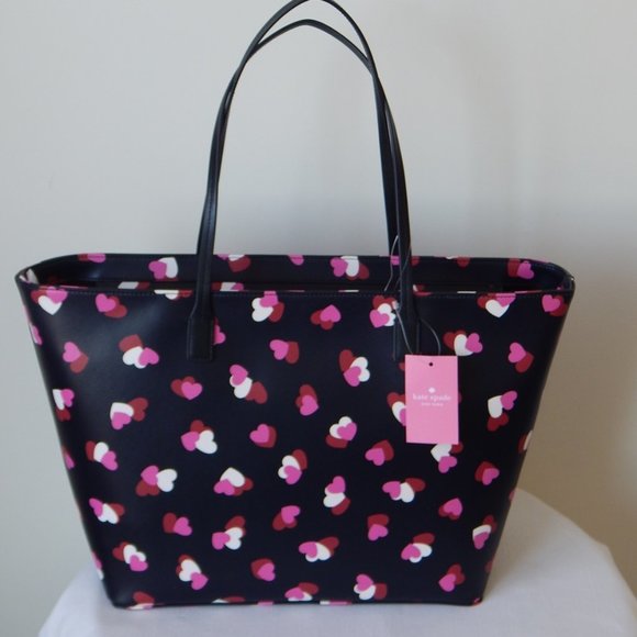 Kate Spade Margareta Shore Street Flutter Hearts Top Zip Large Tote Bag NWT - Picture 5 of 9